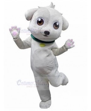 Sweet and Cute Cartoon White Dog Mascot Costume Animal