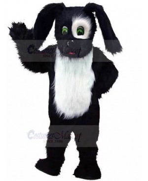 Black and White Long Fur Shepherd Sheepdog Mascot Costume Animal