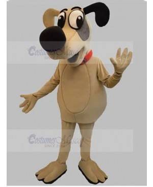 Beige Cartoon Dog Mascot Costume with Big Black Nose Animal