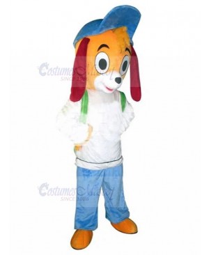 Vigorous Student Dog Mascot Costume with Blue Hat Animal