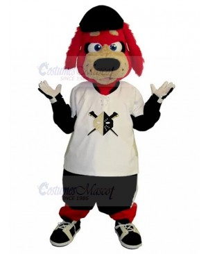 Frank Furry Red Dog Mascot Costume Animal in Oversized Shirt Outfit