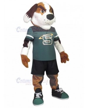 Frowning Sports Dog Mascot Costume Animal in Sports Suit