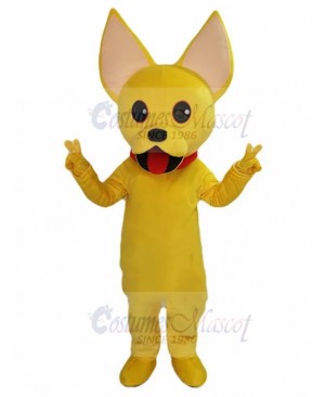 Yellow Chihuahua Dog Mascot Costume with Red Collar Animal