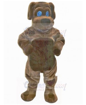 Staunch Brown Dog Mascot Costume with Blue Eyes Animal