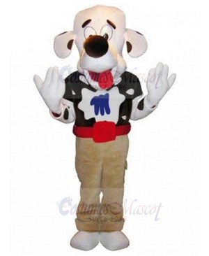 White Dog Mascot Costume with Red Belt Animal