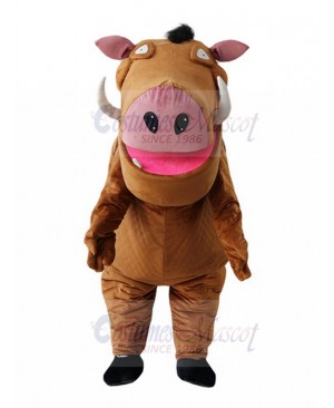 Open Mouth Brown Wild Boar Pig Mascot Costume Animal