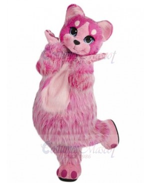 Hairy Dark Pink Cat Mascot Costume Animal