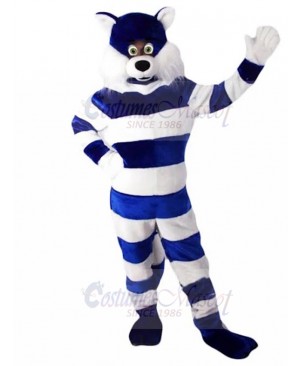 Superb Blue and White Striped Cat Mascot Costume Animal