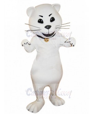 Playful White Cat Mascot Costume Animal