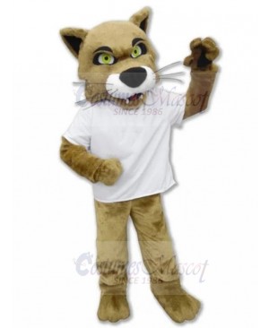 New Arrival Wild Cat Mascot Costume in White Shirt Animal