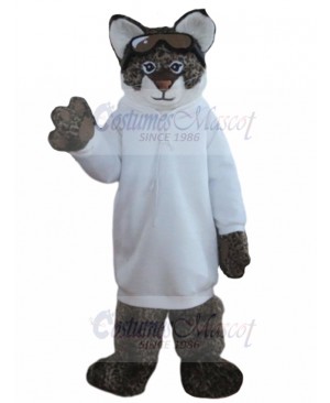 Friendly Bengalcat Mascot Costume in White Hoodie Animal
