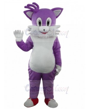 Smiling Purple Cat Mascot Costume Animal