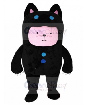 Pink Cat Mascot Costume with Black Neko Suit Animal