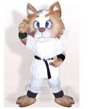 Beige and White Cat Mascot Costume in White Animal