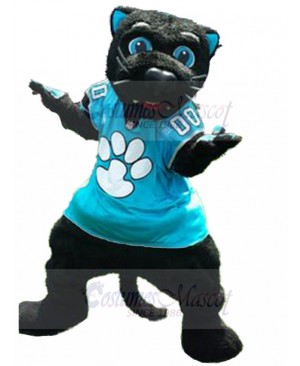 Big Black Cat Mascot Costume in Blue Animal