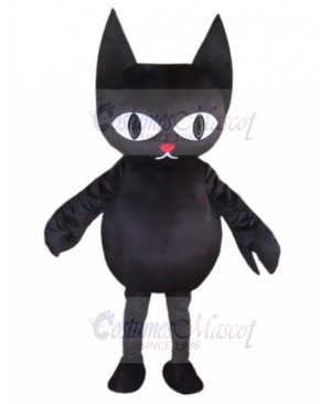 Black Cat Mascot Costume with Red Bow Tie Animal