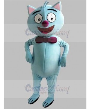 Light Blue Magic Cat Mascot Costume with Burgundy Nose Animal