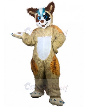Exuberant Brown Fox Fursuit Mascot Costume with Orange Back Hair Animal