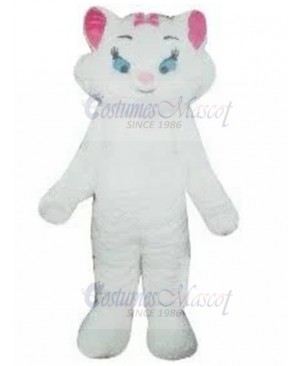 White Cat Mascot Costume with Blue Eyes Animal