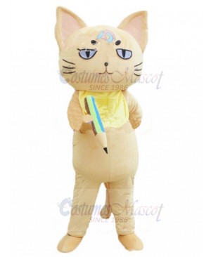 Diligent School Cat Mascot Costume with Pencil Animal