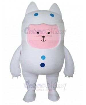 Pink Cat Mascot Costume with White Neko Suit Animal