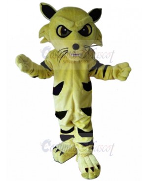 Yellow Wildcat Mascot Costume with Black Stripe Animal