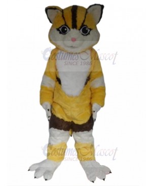 Smart Yellow and Brown Cat Mascot Costume Animal
