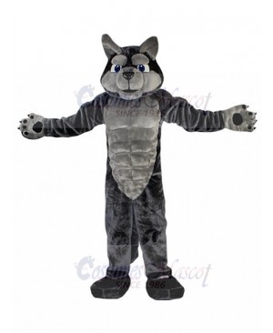 Muscled Grey Wolf Mascot Costume Animal