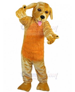 Hairy Light Brown Dog Mascot Costume with Orange Fur Animal