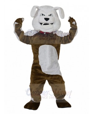 Fierce Brown and White British Bulldog Mascot Costume Animal