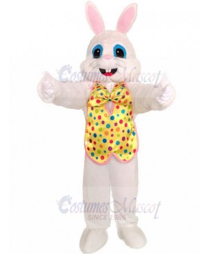 Easter Rabbit Bunny Rabbit Mascot Costume in Yellow Vest Adult Size Fancy Dress