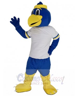 White Jersey Sport Blue Bird Mascot Costume Animal