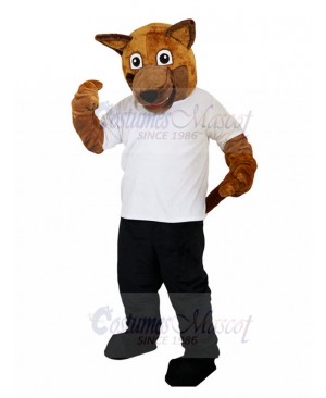 Brown Wolfhound Mascot Costume in White Shirt Animal