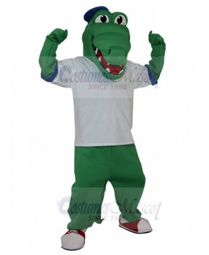 Glad Green Alligator Mascot Costume in Baseball Suit Animal