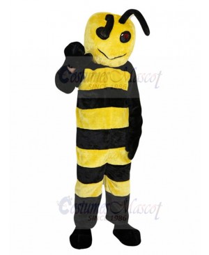 Unsmiling Black and Yellow Bee Mascot Costume Insect