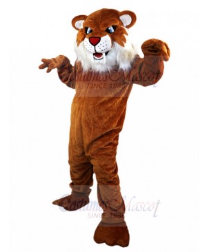 Brown Tiger Mascot Costume with Long White Beard Animal