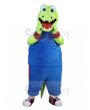 Laughing Crocodile Mascot Costume in Blue Sport Suit Animal