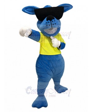 Cool Blue Kangaroo Mascot Costume with Sunglasses Animal