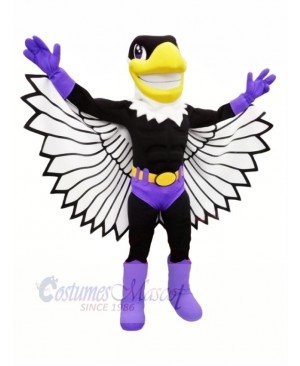 Purple Bird with Wings Mascot Costume Cartoon