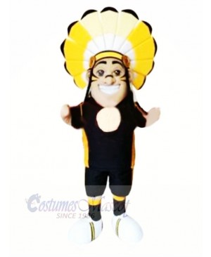 Indian With Yellow Headdress Mascot Costume People