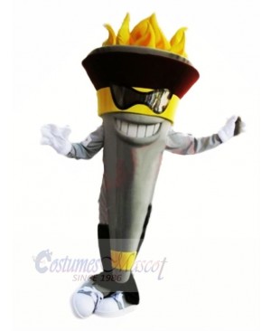 Funny Torch Mascot With Glasses Costume Cartoon