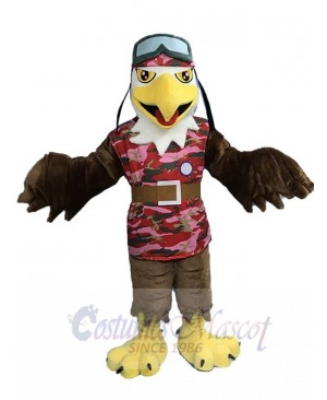 Brown Pilot Eagle in BDU Mascot Costume Animal