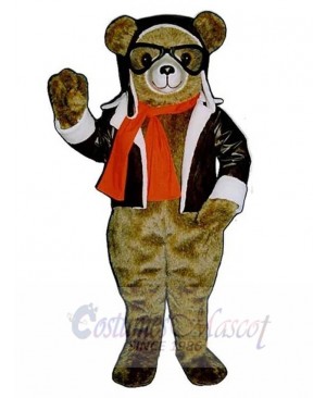 Brown Aviator Bear Mascot Costume Animal