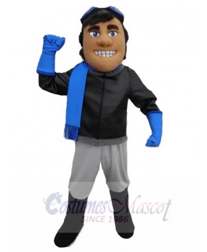 Aviator with Blue Scarf Mascot Costume People