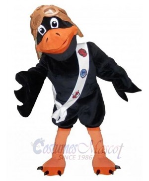 Black Pilot Raven Bird Mascot Costume Animal