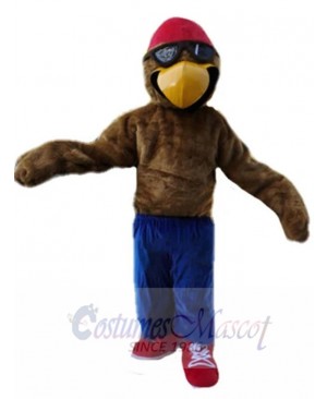 Pilot Eagle with Red Hat Mascot Costume Animal