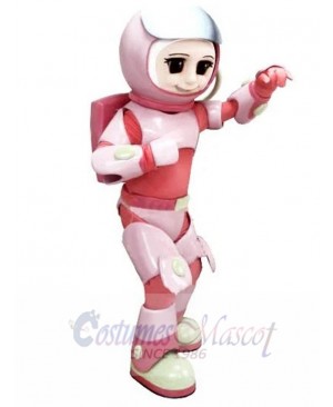 Astronaut Girl Mascot Costume in Pink Space Suit People