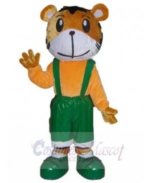 Cute Tiger Mascot Costume Animal in Green Shoes