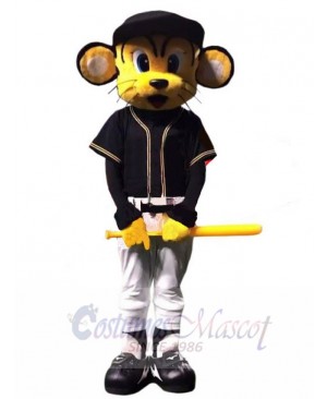 Baseball Tiger Mascot Costume Animal with Black Hat