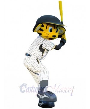 Baseball Tiger Mascot Costume Animal in White Uniform